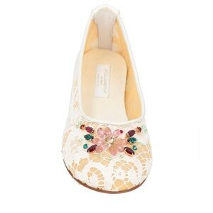Dolce and Gabbana, never worn, fancy girl lace ballet slippers with gems.